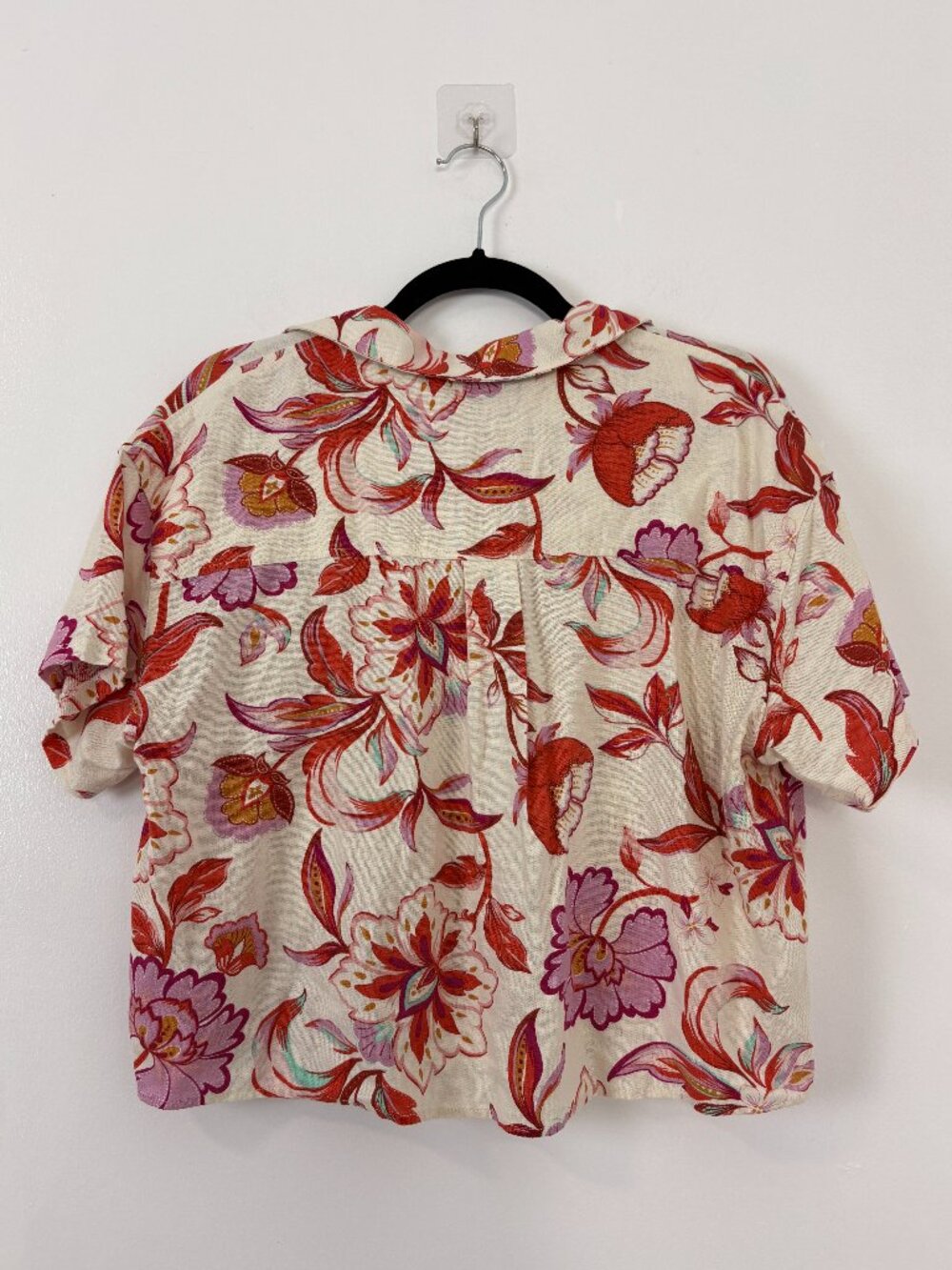 Laundry by Shelli Segal Floral Linen Blend Cropped Shirt Wide Leg Set Size SCoor - Picture 4 of 16